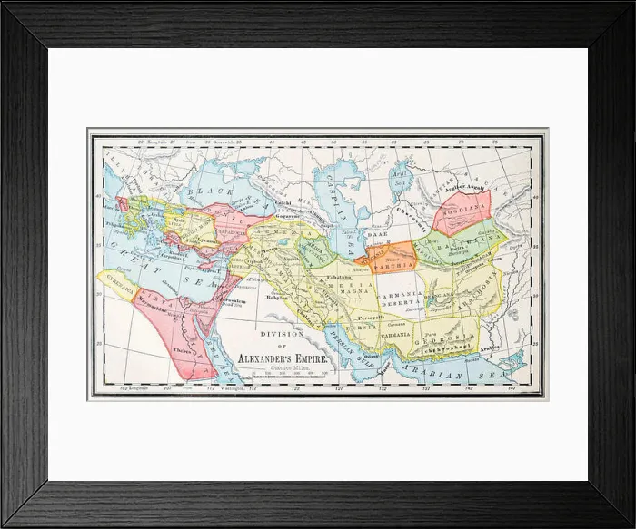 Framed Print : Map of the Division of Alexander's Empire - Ancient World Framed Print : Map of the Division of Alexander's Empire - Ancient World