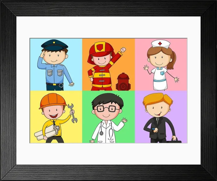 Framed Print : Different kind of occupations illustration