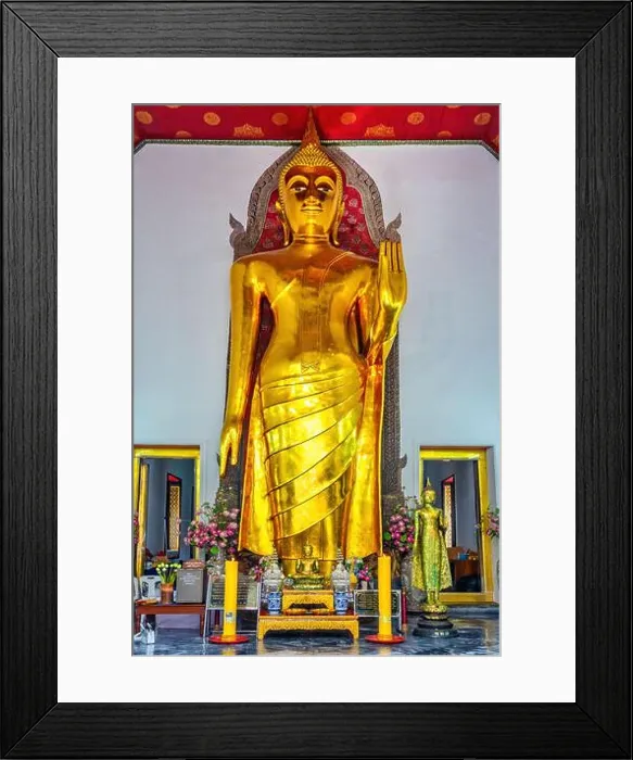 Framed Print : Large 10m tall standing Buddha statue at Wat Pho in Bangkok, Thailand Framed Print : Large 10m tall standing Buddha statue at Wat Pho in Bangkok, Thailand