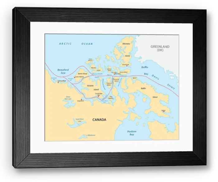 Framed Print : northwest passage map Framed Print : northwest passage map