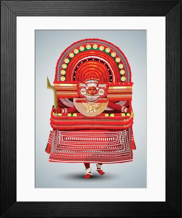 Framed Print : Kerala traditional folk dance Theyyam full size vector illustration design Framed Print : Kerala traditional folk dance Theyyam full size vector illustration design