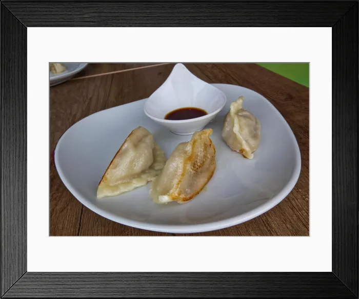 Framed Print : Grilled meat ravioli. Asian traditional food: Niku Yaki Gyoza Framed Print : Grilled meat ravioli. Asian traditional food: Niku Yaki Gyoza