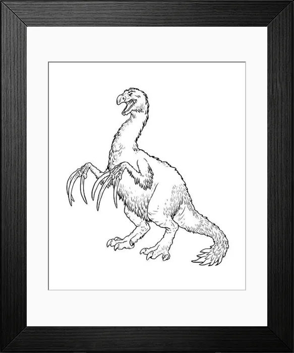 Framed Print : Herbivorous dinosaur - Therizinosaurus. Gigantic dinosaur with large claws. Coloring page for children Framed Print : Herbivorous dinosaur - Therizinosaurus. Gigantic dinosaur with large claws. Coloring page for children