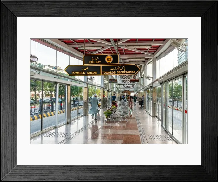 Framed Print : Islamabad Rawalpindi Metro Bus Station Centaurus South at Blue Area View of People who are Sitting