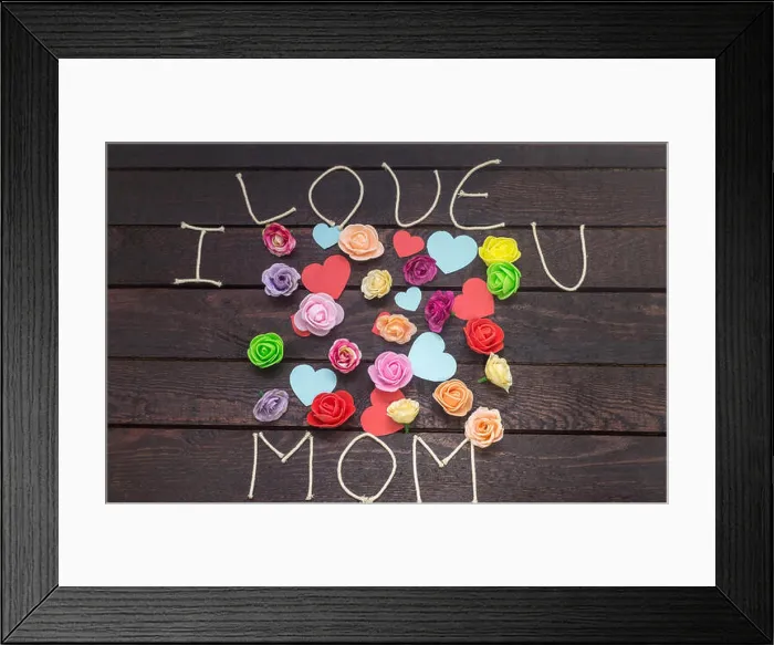Framed Print : forming the word: i love MOM on background Framed Print : forming the word: i love MOM on background