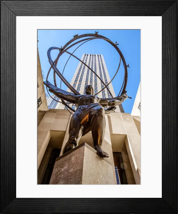 Framed Print : Bronze statue Atlas, depicts the Ancient Greek Titan holding the heavens in the forecourt of Rockefeller Center Framed Print : Bronze statue Atlas, depicts the Ancient Greek Titan holding the heavens in the forecourt of Rockefeller Center
