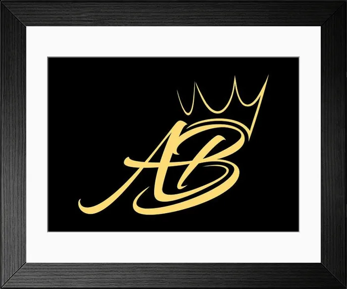 Framed Print : A vector Illustration in black background of Crown Monogram Logo Initial AB Framed Print : A vector Illustration in black background of Crown Monogram Logo Initial AB