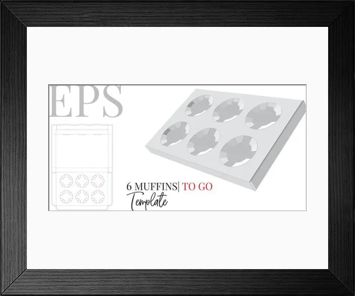 Framed Print : Muffins to go six pack, die cut template Framed Print : Muffins to go six pack, die cut template
