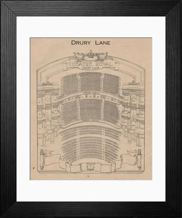 Framed Print : DRURY LANE THEATRE. Vintage seating plan. London West End. Theatre Royal 1936 Framed Print : DRURY LANE THEATRE. Vintage seating plan. London West End. Theatre Royal 1936