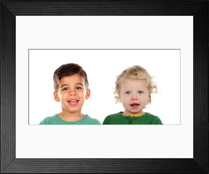 Framed Print : Two smiling children with different races isolated on a white background Framed Print : Two smiling children with different races isolated on a white background