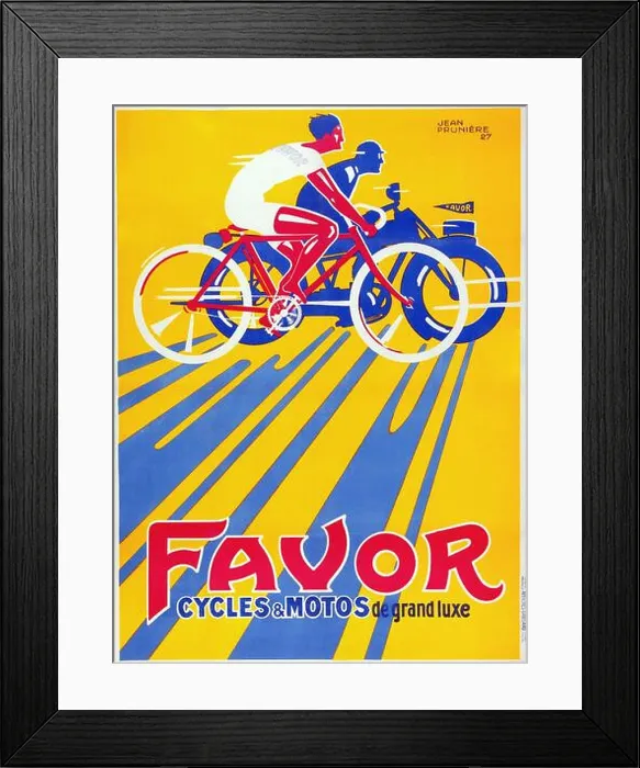Framed Print : Favor Cycles & Motos French Advertising Poster (Gaillard, Paris, 1927) Bicycle advertisement - Jean Prunière artwork Framed Print : Favor Cycles & Motos French Advertising Poster (Gaillard, Paris, 1927) Bicycle advertisement - Jean Prunière artwork