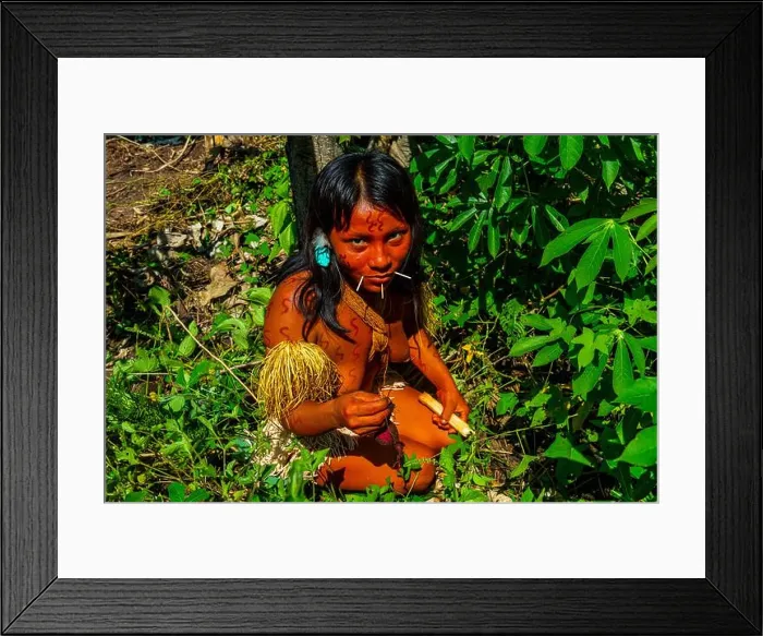 Framed Print : Woman with body painting, Yanomami tribe, southern Venezuela, South America