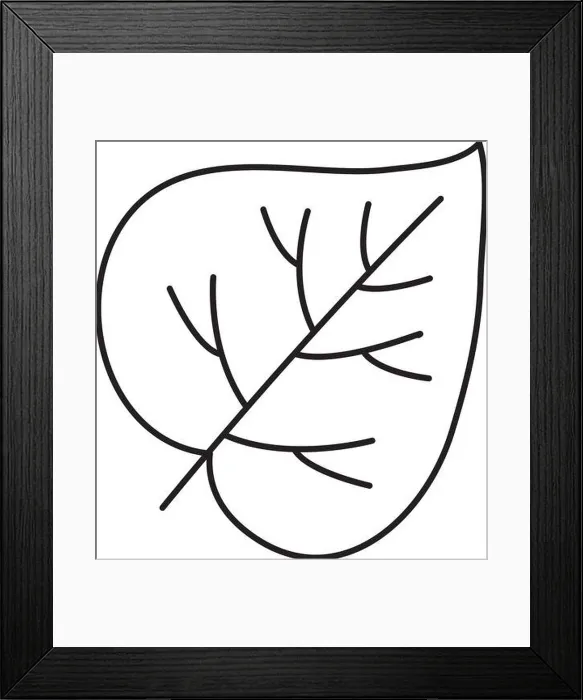 Framed Print : leaf in heart shape over white background, line style, vector illustration Framed Print : leaf in heart shape over white background, line style, vector illustration