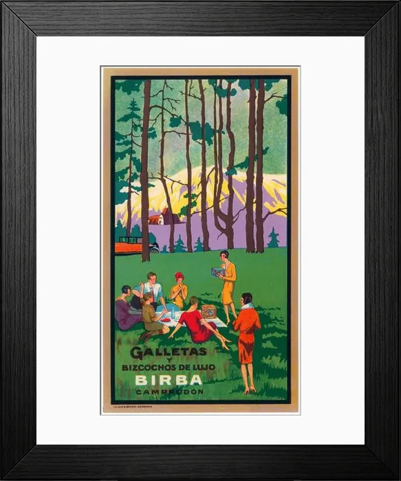 Framed Print : España. Publicidad. Cartel de Galletas Birba, de Camprodón. Años 1950 Framed Print : España. Publicidad. Cartel de Galletas Birba, de Camprodón. Años 1950