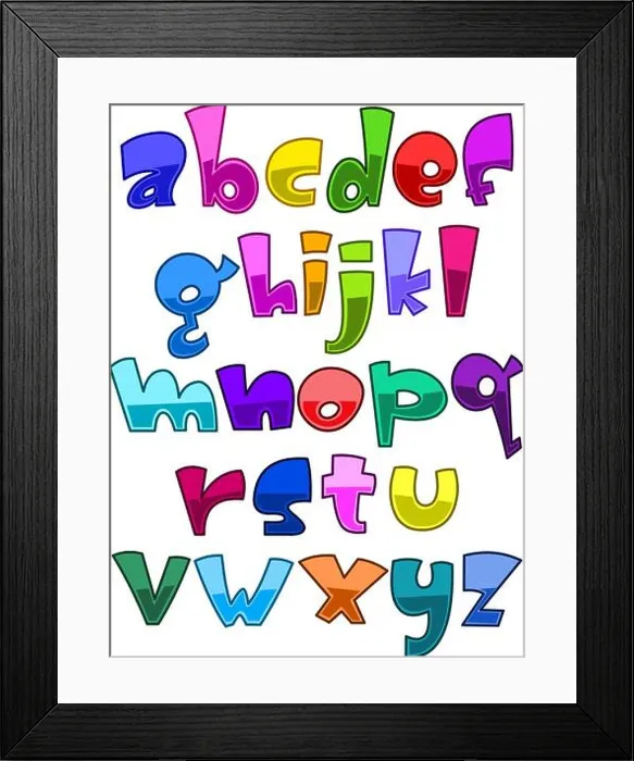 Framed Print : Bright cartoon lower case alphabet set Framed Print : Bright cartoon lower case alphabet set