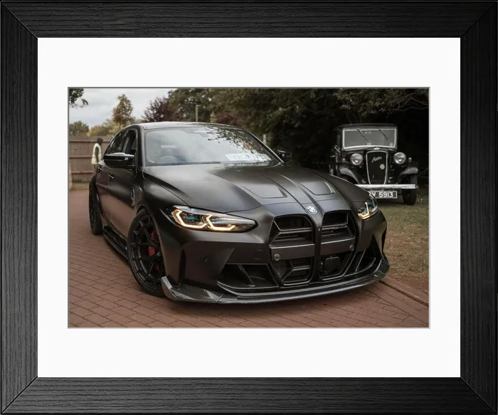 Framed Print : Matt Black BMW G80 M3 at a car meet Framed Print : Matt Black BMW G80 M3 at a car meet
