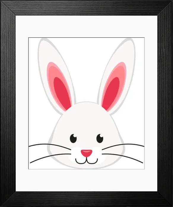 Framed Print : Cartoon rabbit bunny face icon poster Framed Print : Cartoon rabbit bunny face icon poster