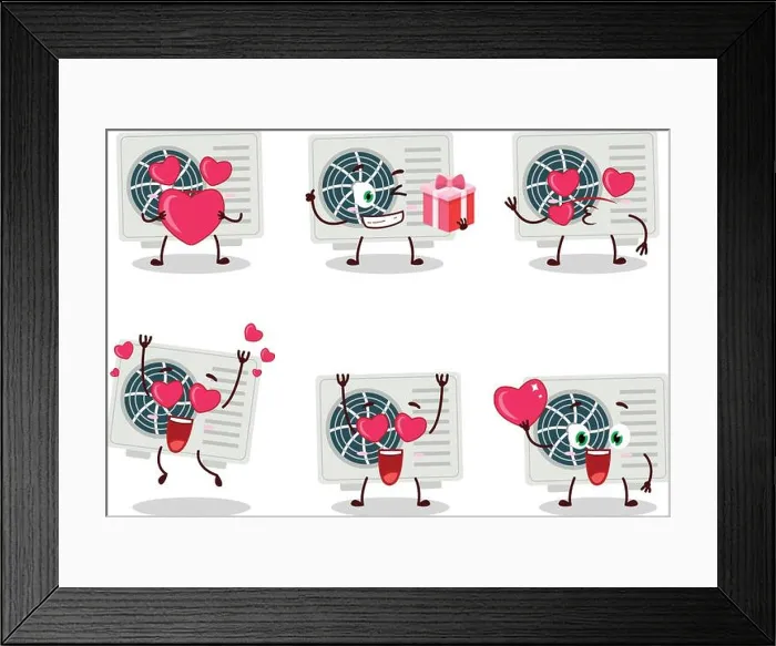 Framed Print : Air conditioner cartoon character with love cute emoticon Framed Print : Air conditioner cartoon character with love cute emoticon