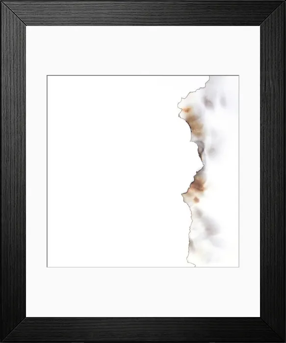 Framed Print : Blank burnt paper edge close-up on white background woith copy space Framed Print : Blank burnt paper edge close-up on white background woith copy space