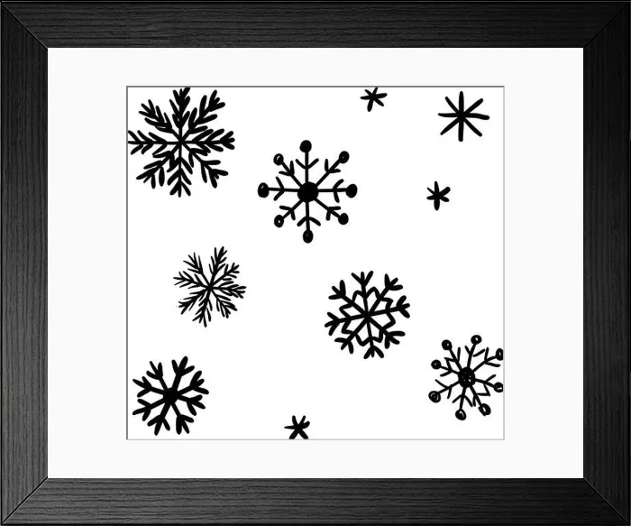 Framed Print : Set of snowflakes, winter holiday decoration. Snowflakes of different sizes, sketch illustration Framed Print : Set of snowflakes, winter holiday decoration. Snowflakes of different sizes, sketch illustration