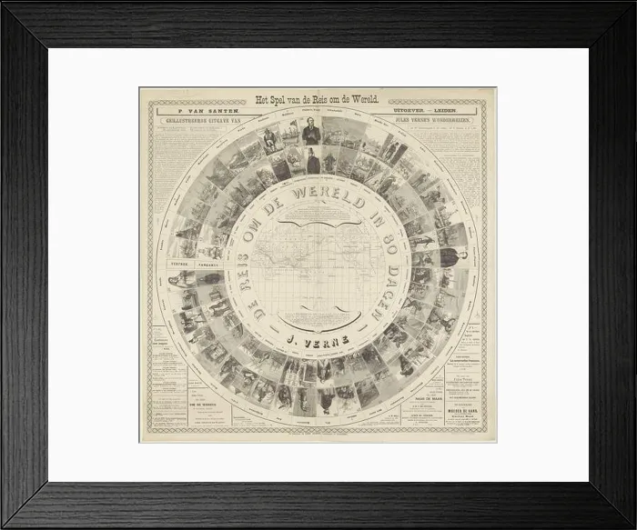 Framed Print : Het spel van de reis om de wereld (titel op object) Framed Print : Het spel van de reis om de wereld (titel op object)