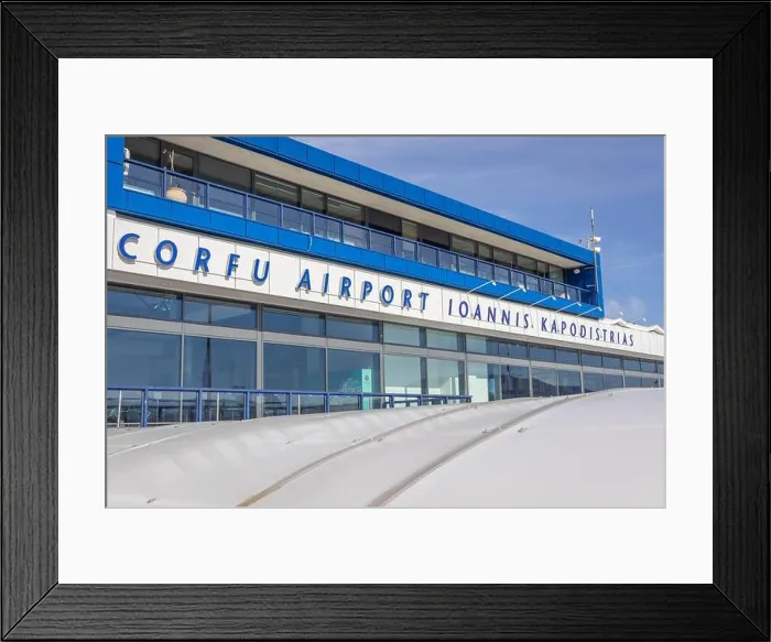Framed Print : Corfu International Airport Ioannis Kapodistrias on a Greek island of Corfu also called Kerkyra, in Corfu city