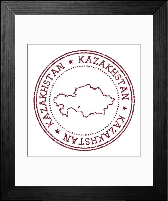 Framed Print : Kazakhstan round rubber stamp with country map Framed Print : Kazakhstan round rubber stamp with country map