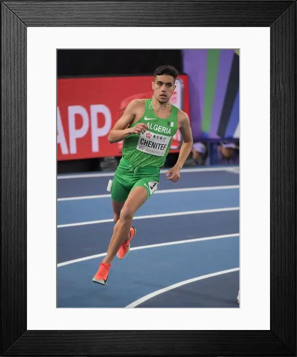 Framed Print : Heithem Chenitef of Algeria competing in the men's 800m heat 2 at the World Athletics Indoor Championships Framed Print : Heithem Chenitef of Algeria competing in the men's 800m heat 2 at the World Athletics Indoor Championships