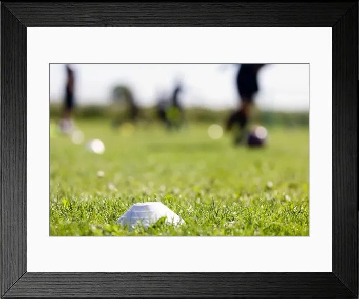 Framed Print : Blurred background of training soccer field Framed Print : Blurred background of training soccer field