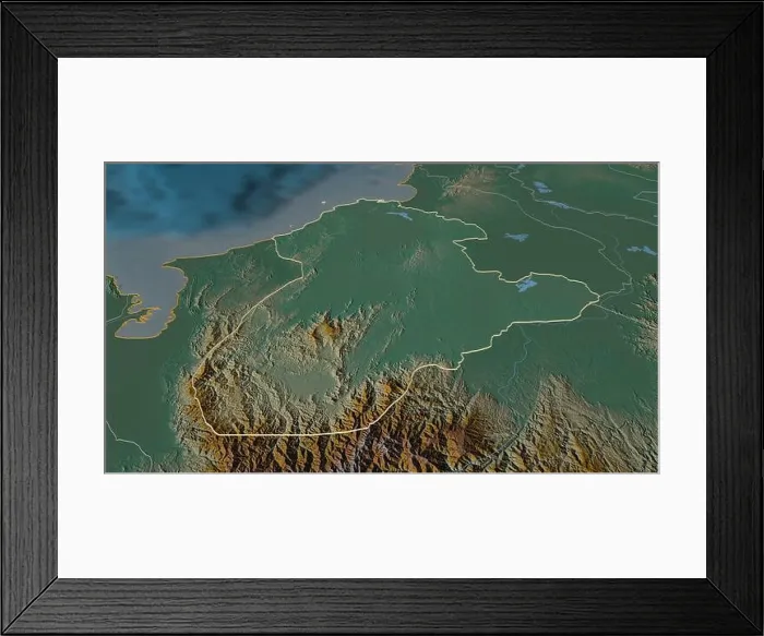 Framed Print : Zoom in on Córdoba (department of Colombia) outlined
