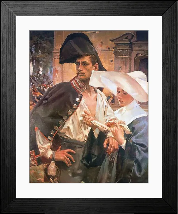 Framed Print : Kossak Wojciech - Siostra Miłosierdzia Na Linii Bojowej - Polska Szkoła - - Kossak Wojciech - Siostra Milosierdzia Na