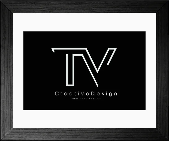 Framed Print : TV T V Letter Logo Design in White Colors. Creative Modern Letters Vector Icon Logo Illustration Framed Print : TV T V Letter Logo Design in White Colors. Creative Modern Letters Vector Icon Logo Illustration