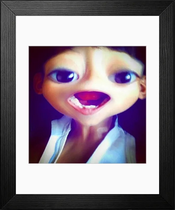 Framed Print : Alien kid face done with filters on a Smartphone Framed Print : Alien kid face done with filters on a Smartphone
