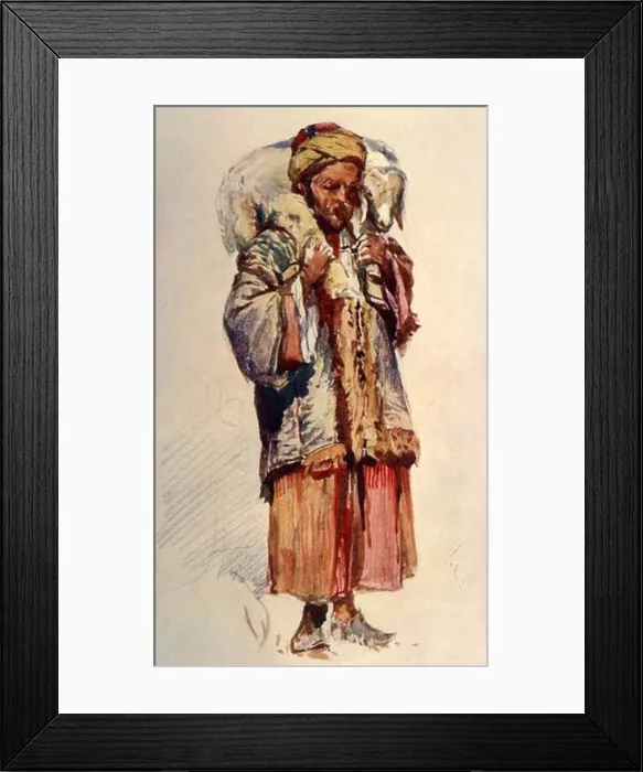Framed Print : Syrian Shepherd (Abu Mustapha) Carrying a Lamb on His Shoulders, 1902. Creator: John Fulleylove Framed Print : Syrian Shepherd (Abu Mustapha) Carrying a Lamb on His Shoulders, 1902. Creator: John Fulleylove