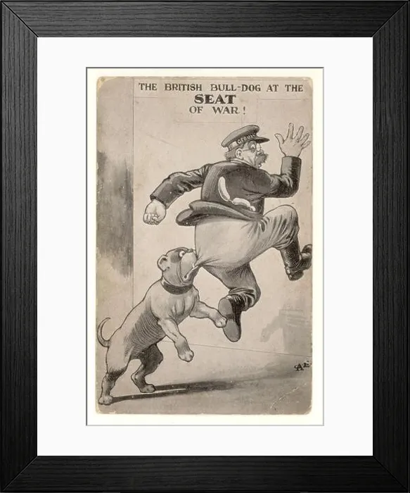 Framed Print : Patriotic WW1 postcard 'The British Bulldog at the seat of war' Framed Print : Patriotic WW1 postcard 'The British Bulldog at the seat of war'