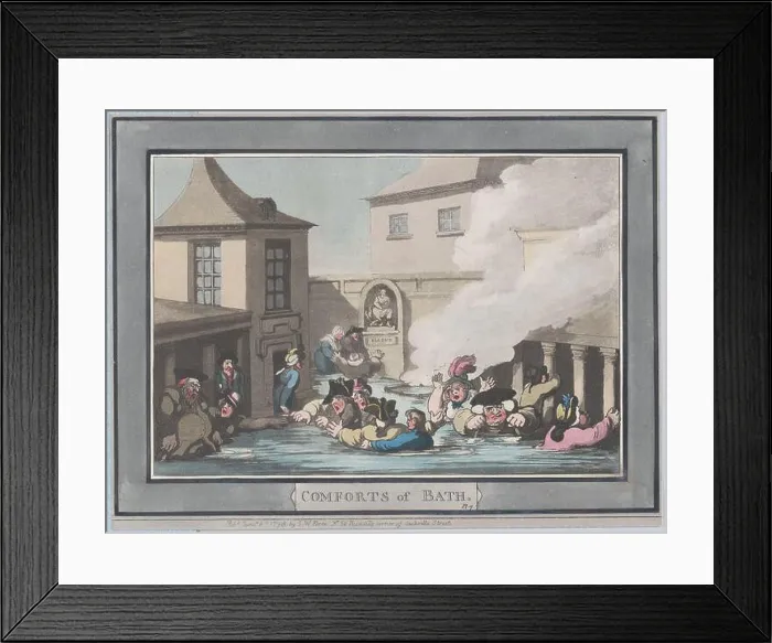 Framed Print : Comforts of Bath, Plate 7 1798 by Thomas Rowlandson Framed Print : Comforts of Bath, Plate 7 1798 by Thomas Rowlandson
