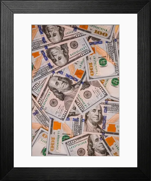 Framed Print : One hundred dollar bills as a wallpaper, Background of american one hundred dollar bills Framed Print : One hundred dollar bills as a wallpaper, Background of american one hundred dollar bills