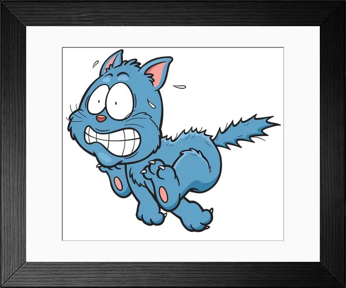 Framed Print : Vector illustration of scared cartoon cat Framed Print : Vector illustration of scared cartoon cat