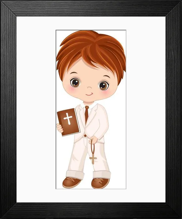 Framed Print : Vector First Holy Communion Cute Little Boy Framed Print : Vector First Holy Communion Cute Little Boy