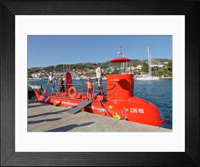 Framed Print : semi-submarine at the harbour of Rab Town, Rab Island, Kvarner Gulf, Croatia