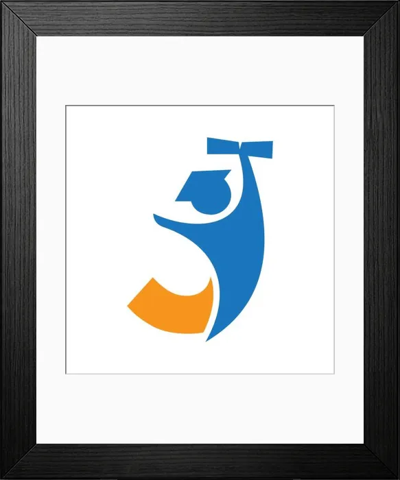 Framed Print : Letter J Education Logo Design. Graduation Symbol With Human Holding Graduation Paper Icon Framed Print : Letter J Education Logo Design. Graduation Symbol With Human Holding Graduation Paper Icon
