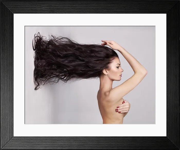 Framed Print : Fashion art photo of elegant naked lady with long healthy hair Framed Print : Fashion art photo of elegant naked lady with long healthy hair