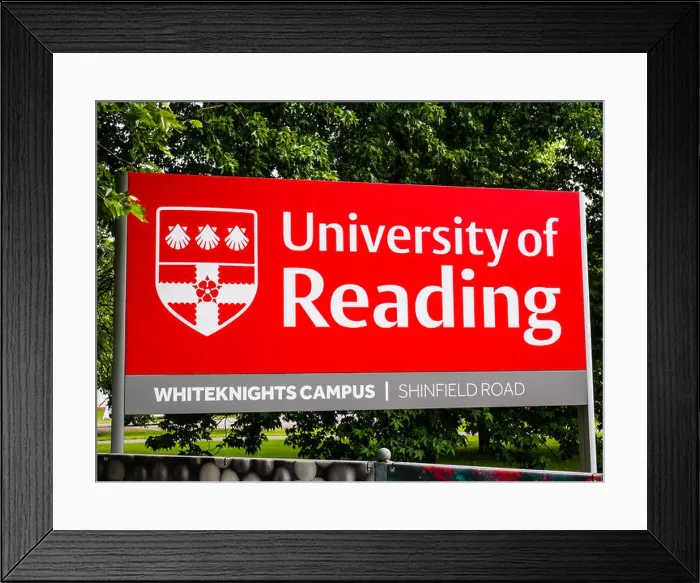 Framed Print : Reading University Sign, Whiteknights Campus, Reading, Berkshire, England, UK, GB Framed Print : Reading University Sign, Whiteknights Campus, Reading, Berkshire, England, UK, GB