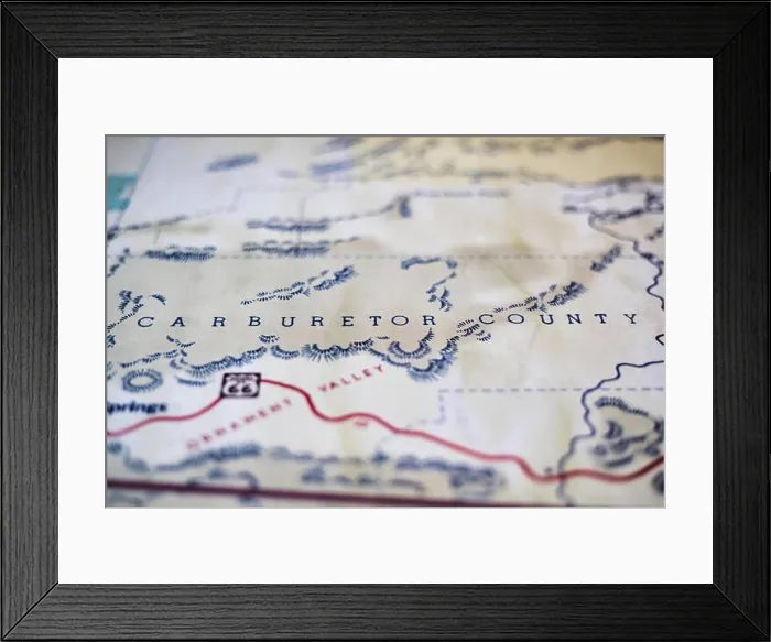 Framed Print : Close up of a topographical road map in Disney's Cars Universe - Carburetor County Framed Print : Close up of a topographical road map in Disney's Cars Universe - Carburetor County