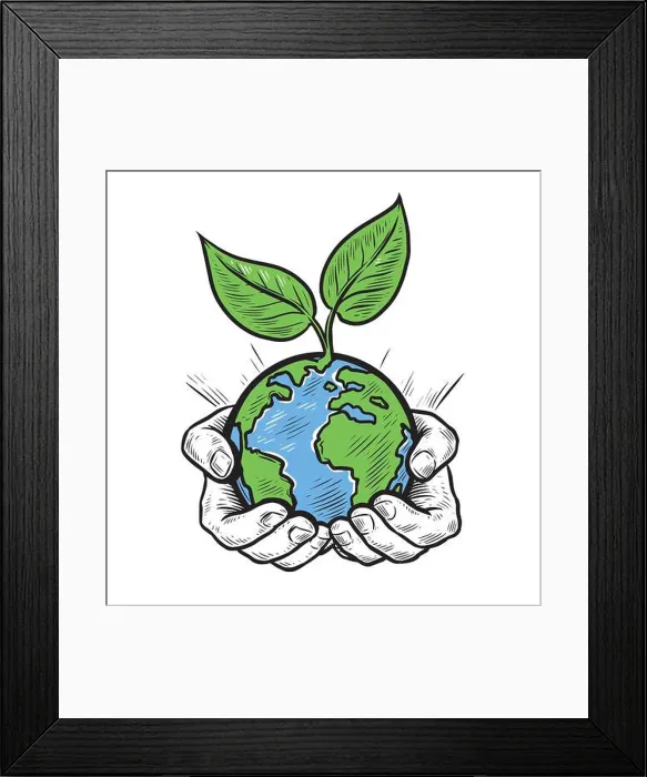 Framed Print : Caring for nature and environmental protection. Earth Day, ecology of environment vector Framed Print : Caring for nature and environmental protection. Earth Day, ecology of environment vector