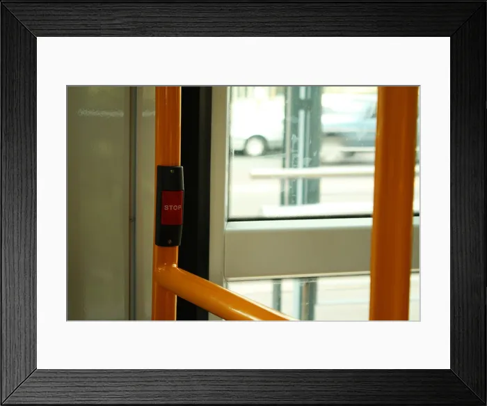Framed Print : A stop button in a local train Framed Print : A stop button in a local train