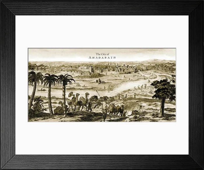 Framed Print : Lithograph by Dutchman Philip Baldeus depicting Ahmedabad and Sabarmati river circa 1752 Framed Print : Lithograph by Dutchman Philip Baldeus depicting Ahmedabad and Sabarmati river circa 1752