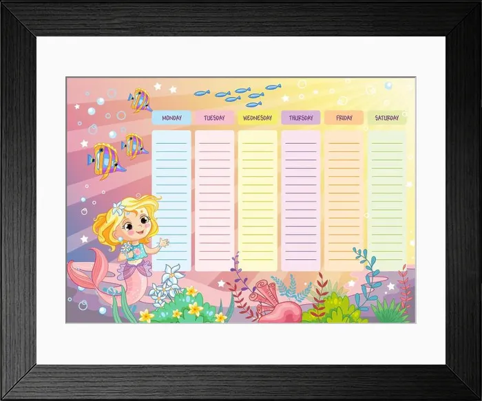 Framed Print : School timetable. Weekly schedule vector template for school students