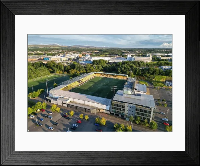 Framed Print : Aerial view of the Tony Macaroni Arena, the home of Livingston Football Club, Almondvale, Livingston, West Lothian, UK Framed Print : Aerial view of the Tony Macaroni Arena, the home of Livingston Football Club, Almondvale, Livingston, West Lothian, UK