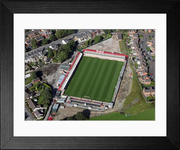 Framed Print : aerial view of Accrington Stanley Football Club ground stadium, Lancashire, UK Framed Print : aerial view of Accrington Stanley Football Club ground stadium, Lancashire, UK
